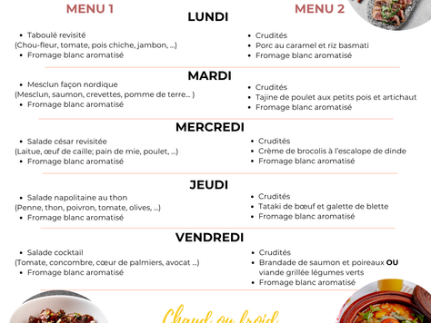 Le menu de la semaine du 16 au 20 juin 2025