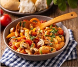Poêlée minceur de dinde au curcuma et trois poivrons