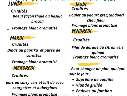 Menu de la semaine 30 mars au 4 avril 2026 les plats chauds