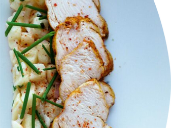 Poulet aux épices et salade d'endives aux pommes