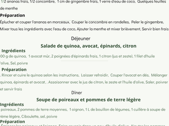 Une semaine de menu anti cellulite lundi