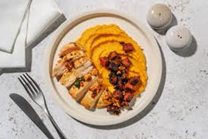 Dinde au paprika fumé et purée de carottes