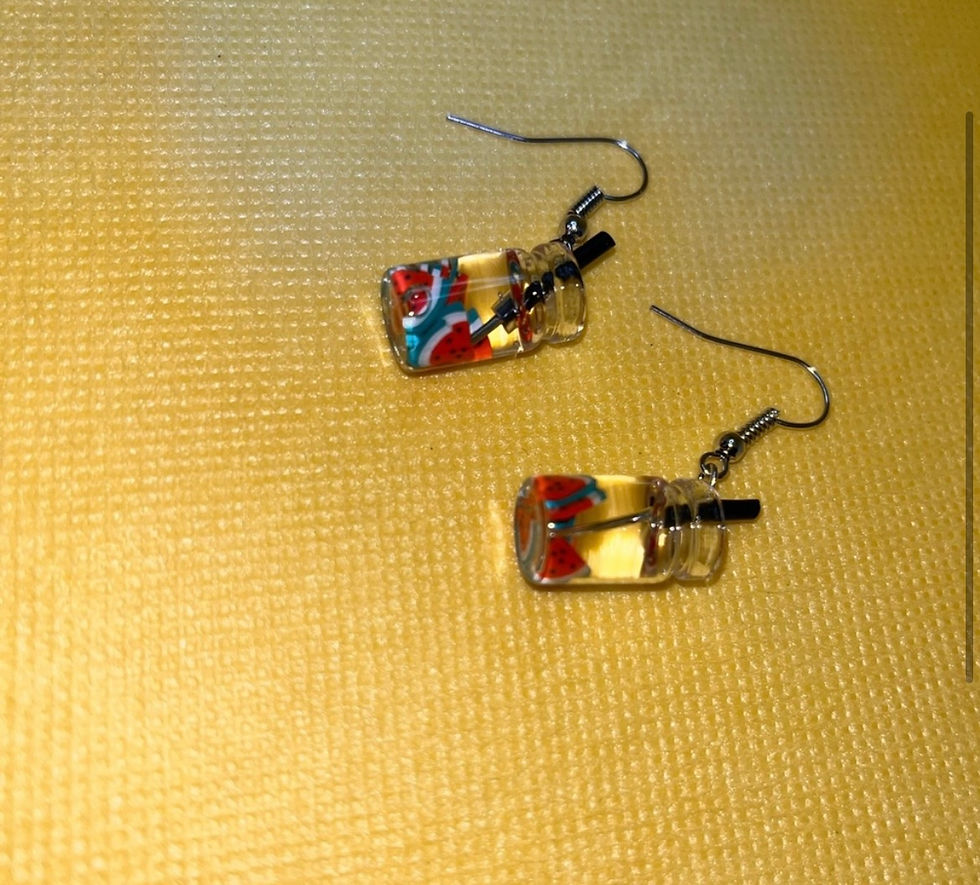 Thumbnail: New Pearl Milk Tea Fruit Creative Personality Drop Earrings