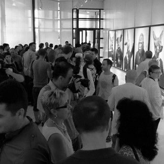 Valeriu Mladin, solo exhibition, Galateca Gallery, Bucharest, Political Bestiary, opening with audience and speeches, curator Ana-Maria Altmann, Vienna, charcoal drawings on Canson paper, large-scale drawings, political animals, humans, humans with animal heads Valeriu Mladin, expoziție personală, Galeria Galateca, București, Political Bestiary, vernisaj cu public și discursuri, curator Ana-Maria Altmann, Viena, desene în cărbune pe hârtie Canson, desene de mari dimensiuni, animale politice, oameni, oameni cu cap de animale