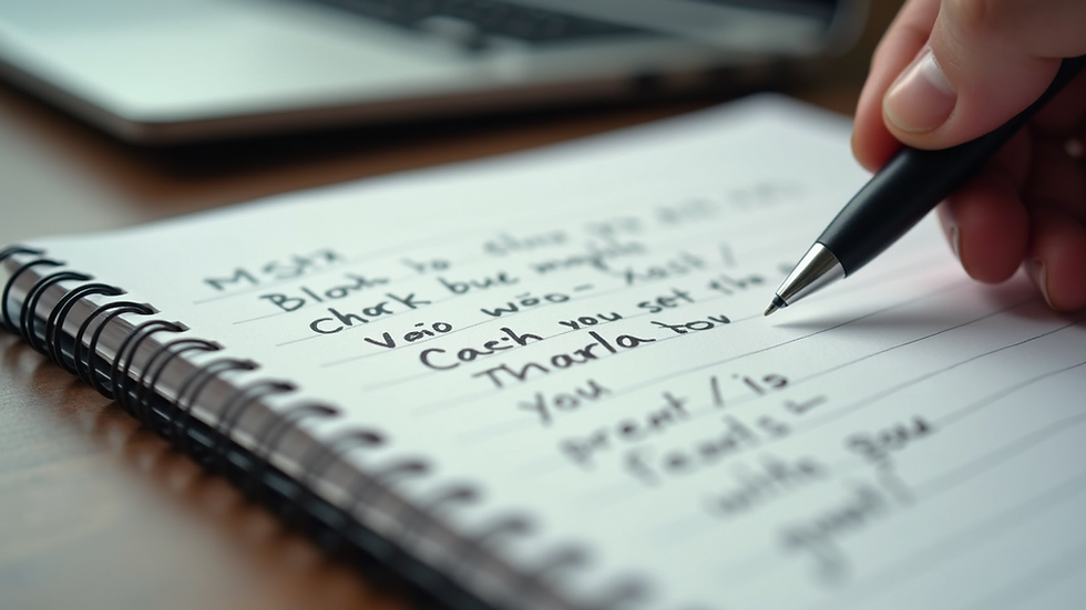 Close-up view of a notebook with handwritten coaching notes and a pen
