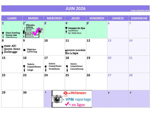 Agenda: juin-juillet 2026