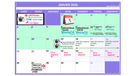 Agenda janvier-février-mars 2026