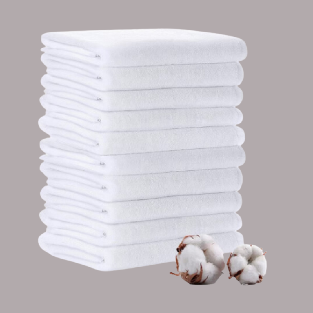 10er-Set Hand-, Gesichts- und Rasiertücher, 30 x 50 cm, luxuriöses weißes Hoteltuch, 100 % Baumwolle