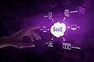 Hand pointing at SaaS cloud diagram, including icons and visible text Network.