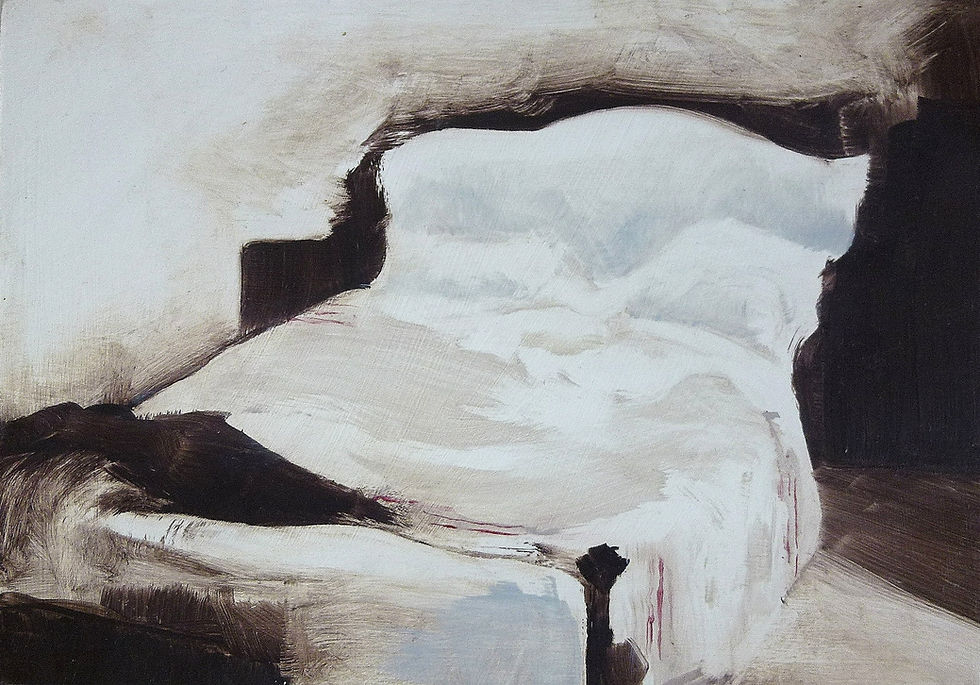Unmade Bed, Oil on Board, 2011