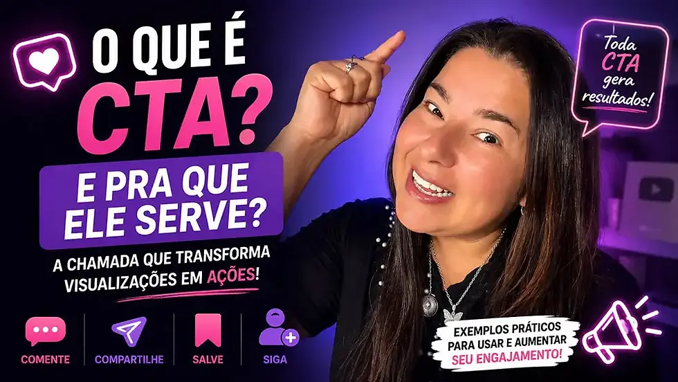 Dani Cezar explicando o que é CTA e como usar chamadas para ação para aumentar o engajamento nas redes sociais.