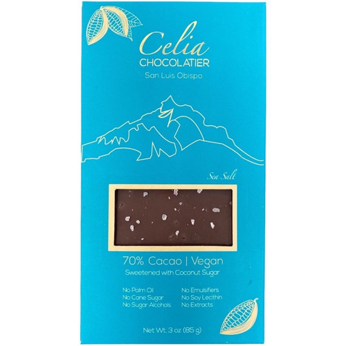 70 Sea Salt Dark Chocolate Bar Celia Chocolatier