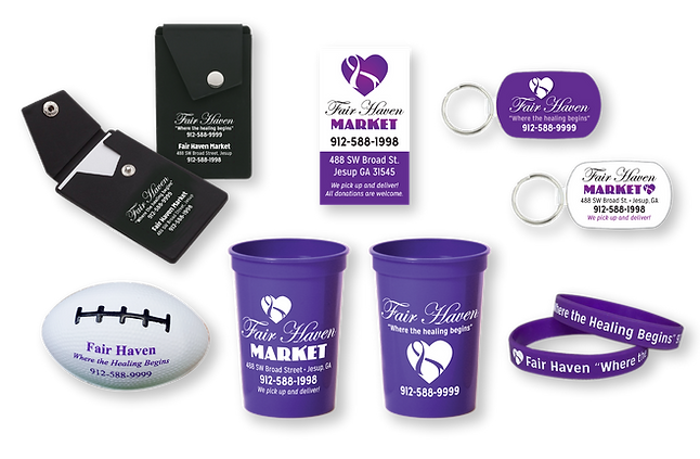 Logos are meticulously sized to print on a variety of promotional items