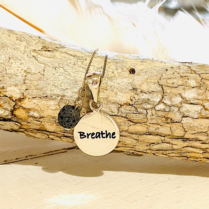 LAVA STONE BREATHE AFFIRMATION NECKLACE