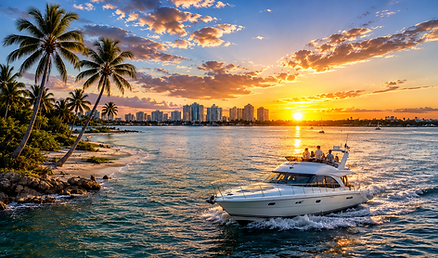 Sunset boat charter add-on experience for the Coastal Lifestyle Intro Relocation Tour by Florida Real Estate Places