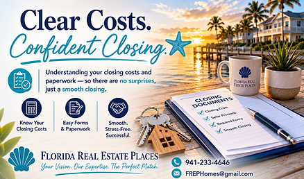 Clear Costs and Confident Closing. Understanding your closing costs and paperwork. | Florida Real Estate Places — Sarasota FL real estate — 941-233-4646 — FREPHomes@gmail.com