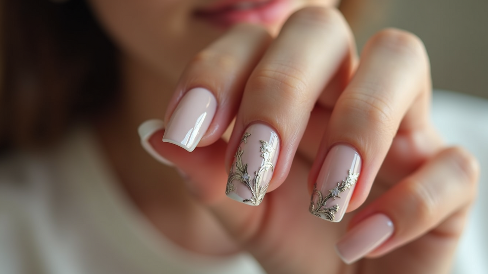 Close-up view of trendy nail art showcasing intricate designs