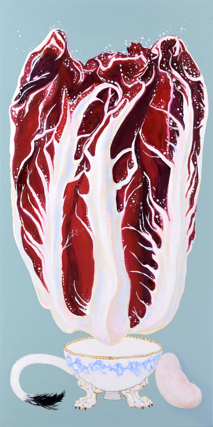  ©Kerstin Serz, Der königliche Radicchio | 2024 | Öl und Acryl auf Nessel | 150cm x 75cm