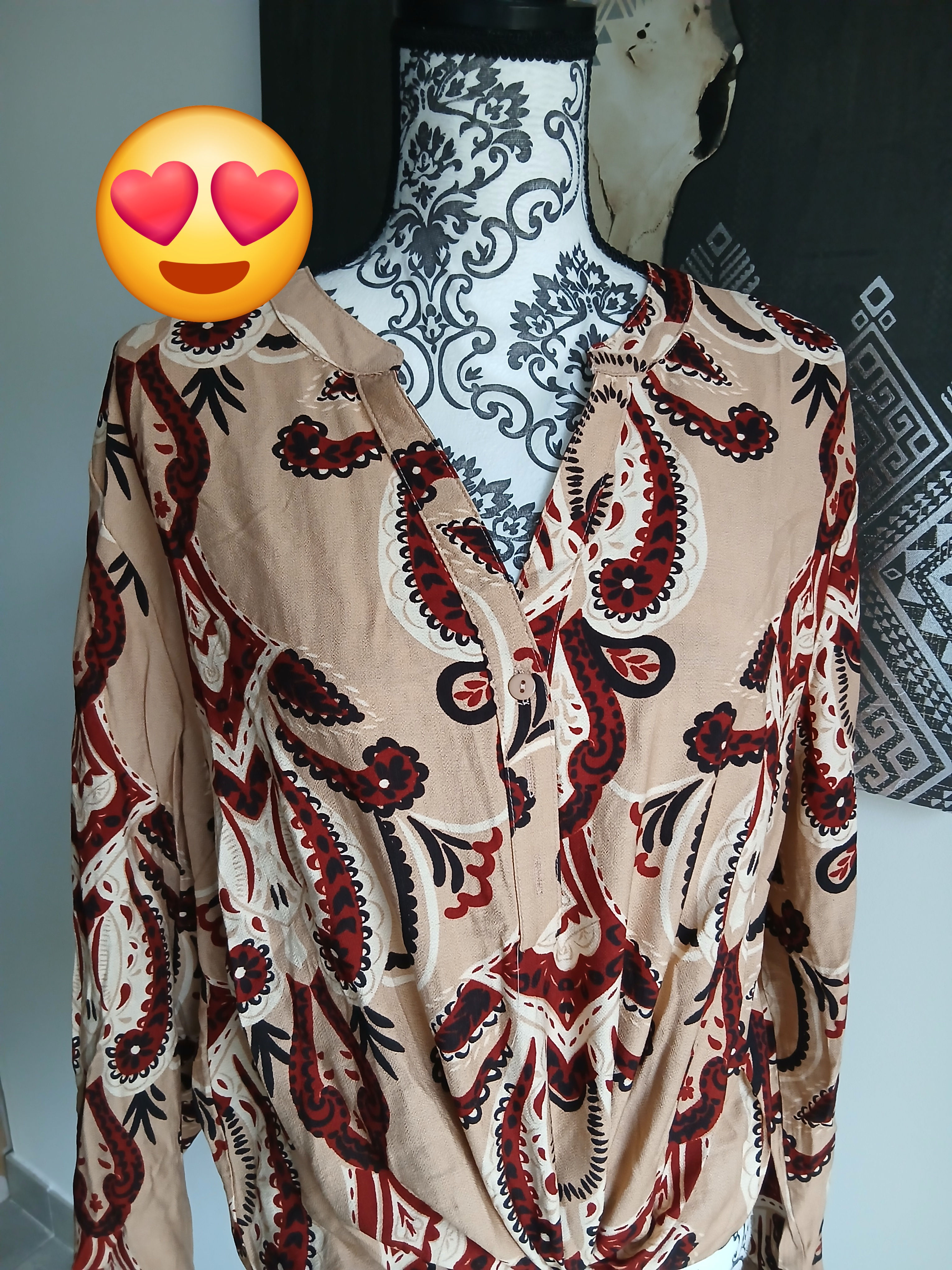 blouse bohème camel cherry