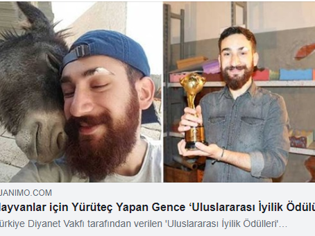 HAYVANLAR İÇİN YÜRÜTEÇ YAPAN GENCE ‘ULUSLARARASI İYİLİK ÖDÜLÜ’