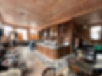 Beautiful wooden bar with large shelves