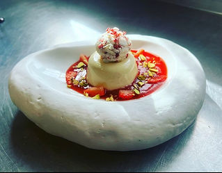Dessert in fancy white bowl