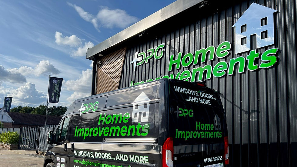DPG home improvements work van showing signage work