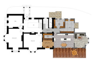 Floor layout for Elm Hill House property complete with new extension