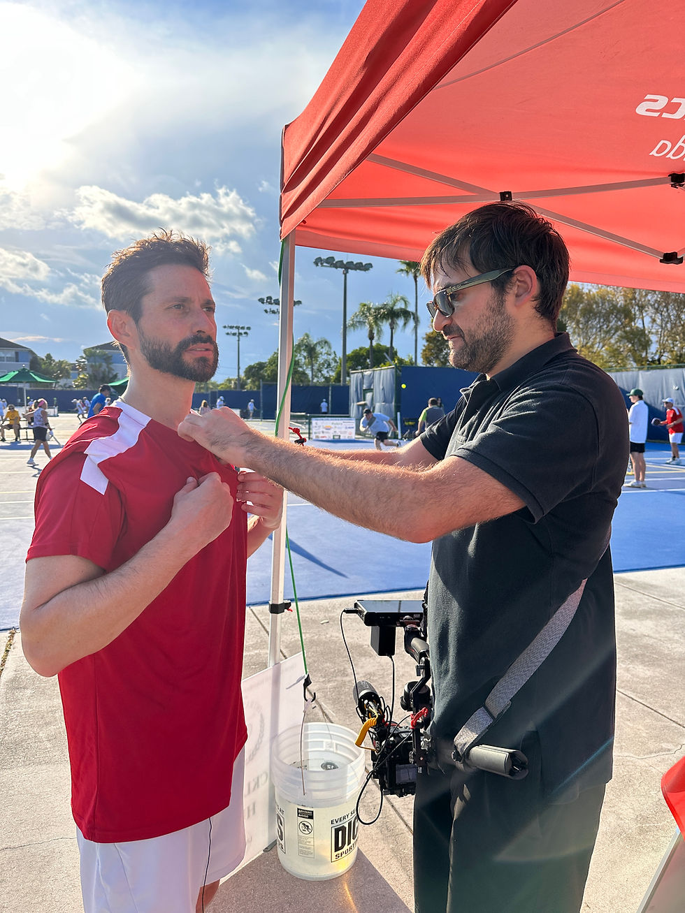 Video production interview being filmed at a Special Olympics Florida tennis event