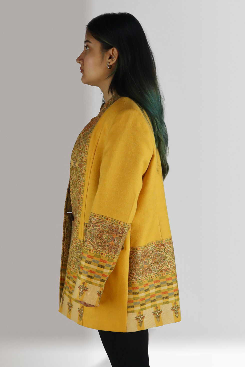 Thumbnail: Mustard Coloured Printed Short Coat