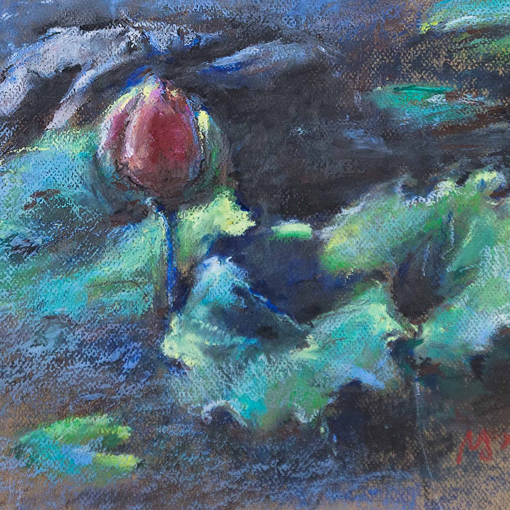 Flower and leaves close up crop.