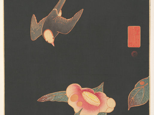 Swallow and Camellia. After Itō Jakuchū (1716–1800), Meiji period (1868–1912). Woodblock print.
