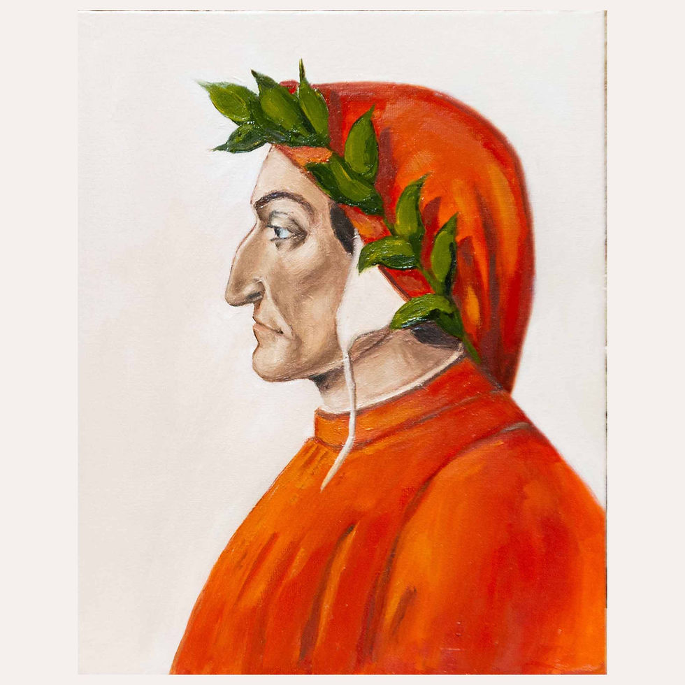 Dante Alighieri portrait painted with oil on canvas board. Master study of original Botticelli portrait.