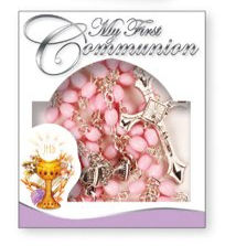 Communion Plastic Rosary - Pink