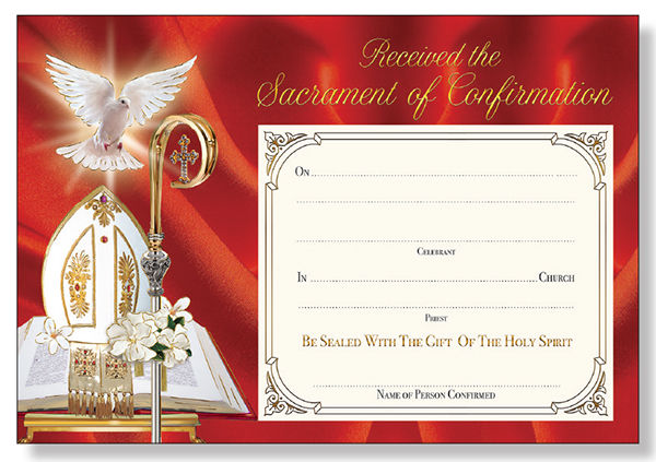 Confirmation Certificate Symbolic Design with Red Background - Pack of 12