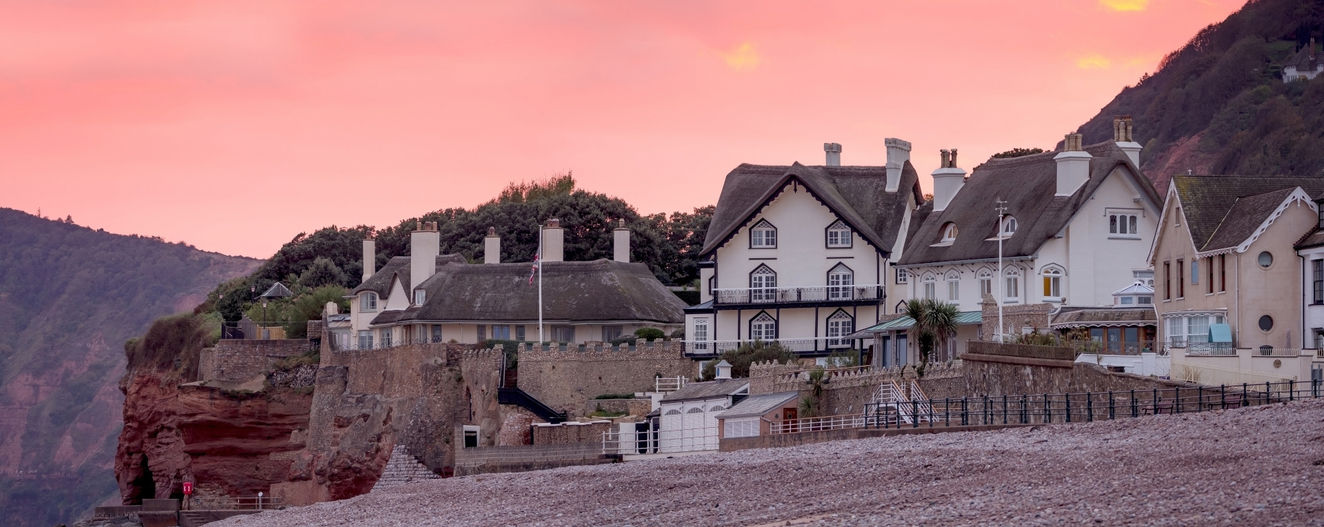 Sidmouth in Devon at sunset 