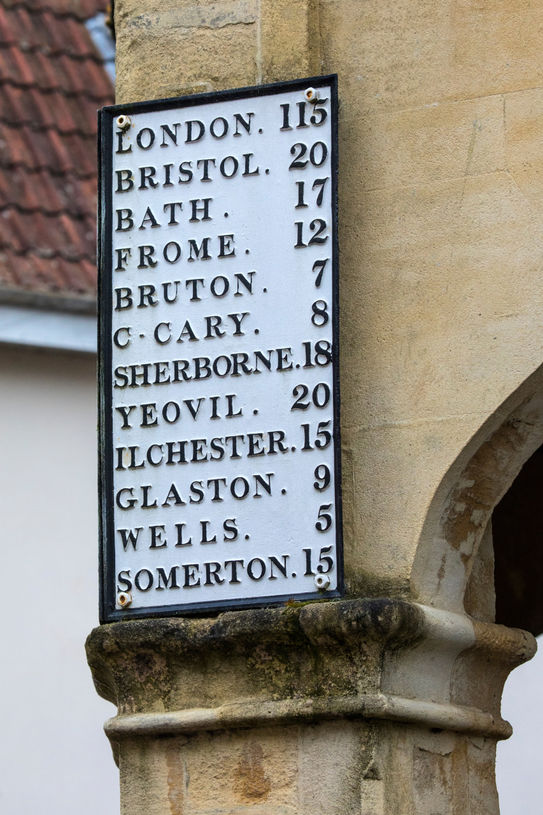 a mile marker in Shepton Mallet
