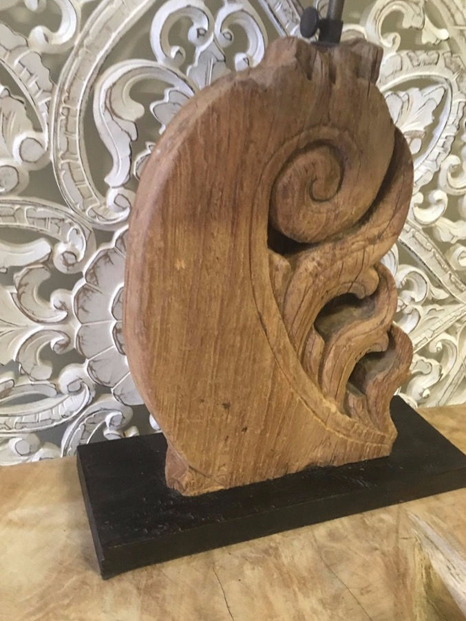 Thumbnail: Antique Carved Timber Lamp