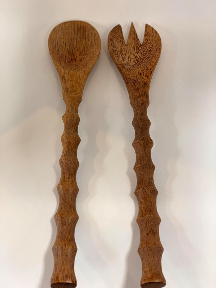 Thumbnail: Coconut Wood Salad Servers- Tall