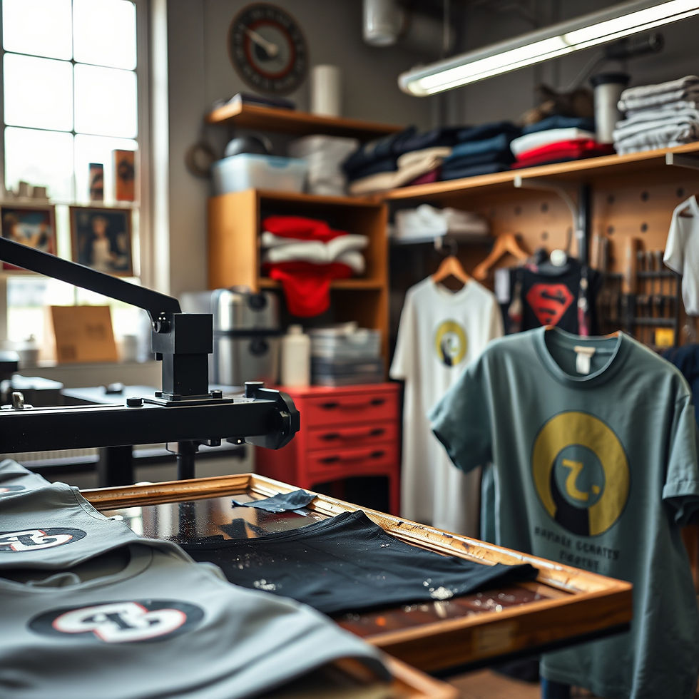 a screen printer printing shirts in a shop, up close view.jpg