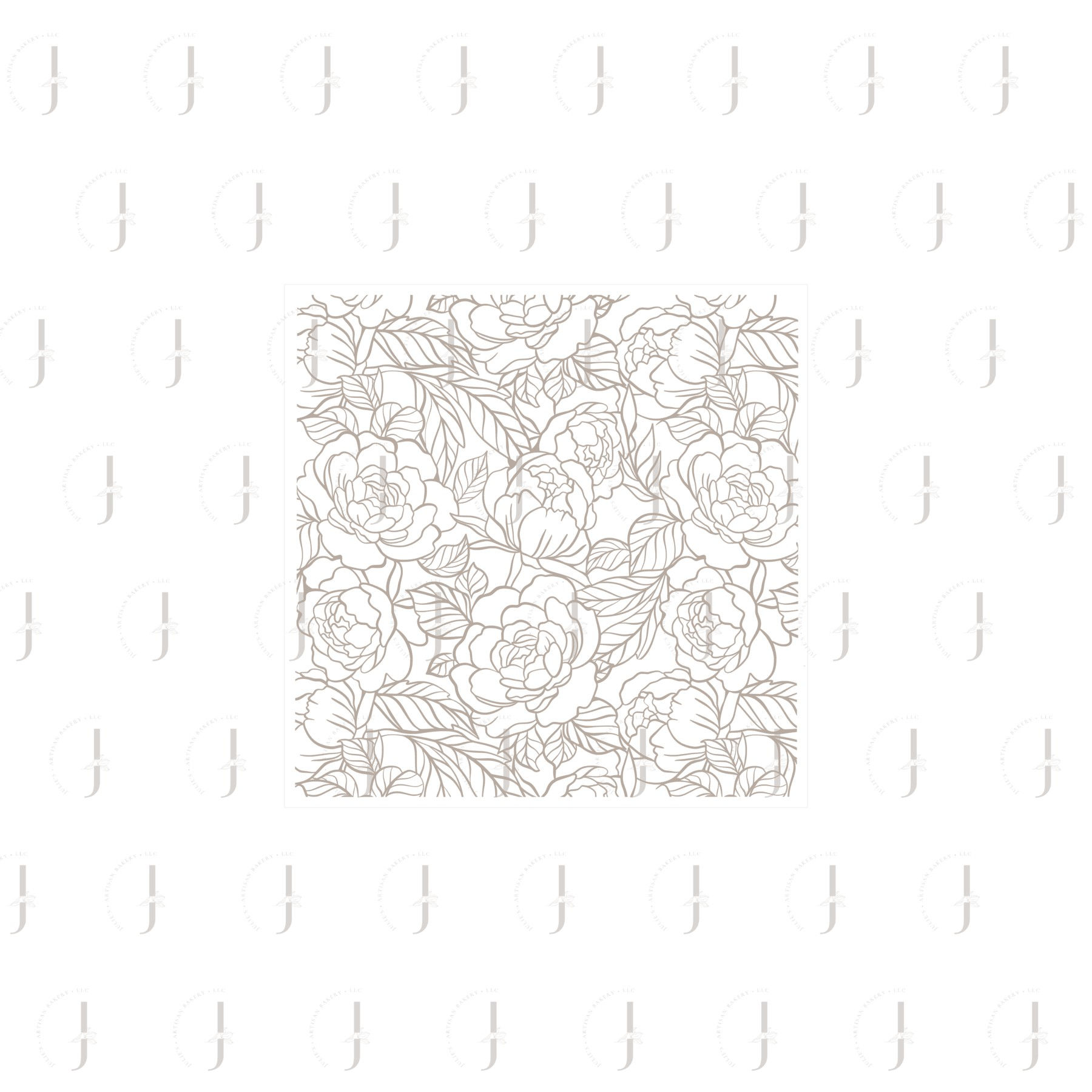 Peony Outlines Silkscreen Stencil