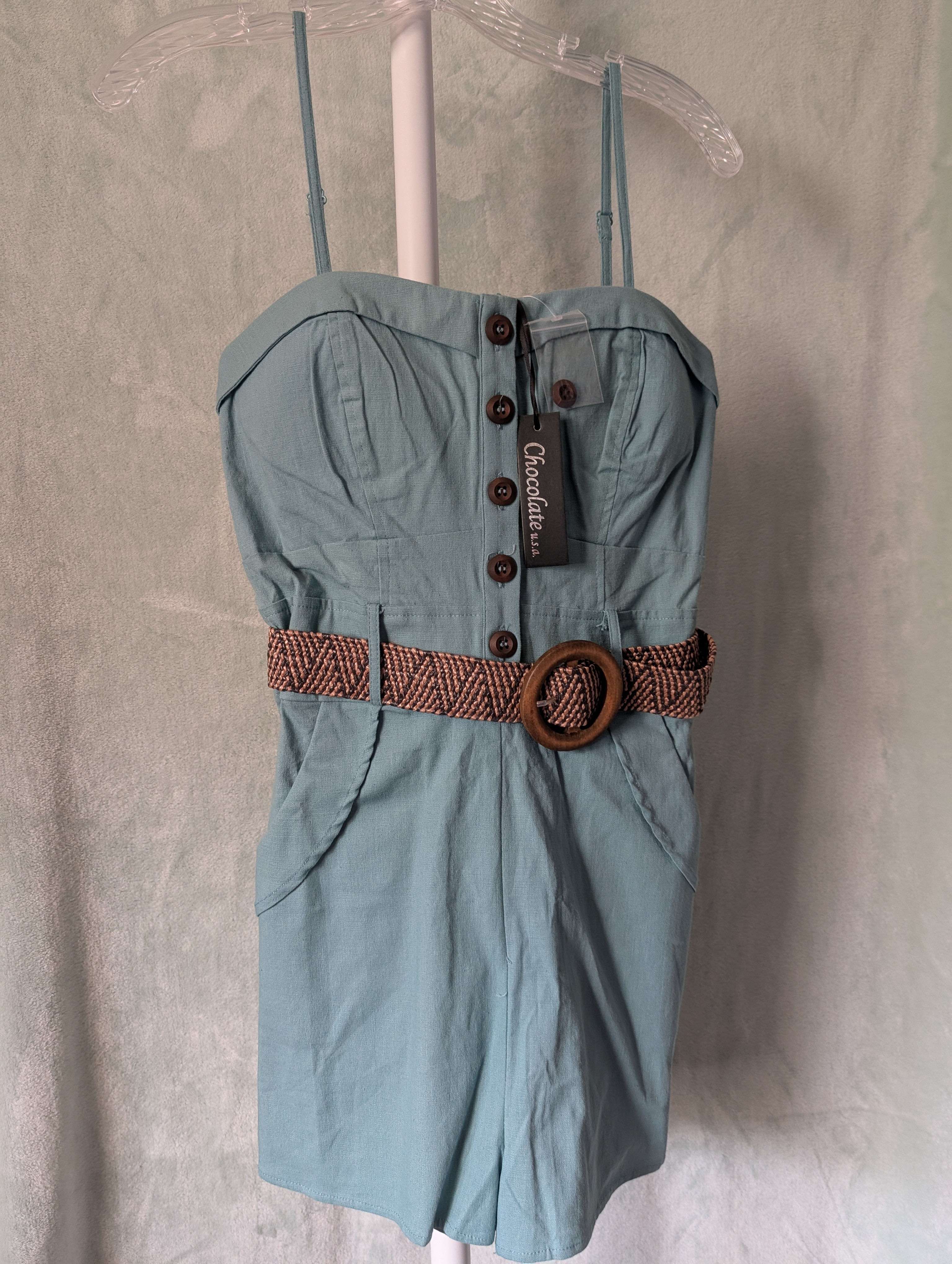 Blue Belted Romper