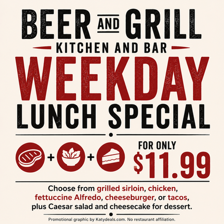 Beer & Grill Kitchen and Bar Lunch Special: Starter + Entree + Dessert for $11.99!