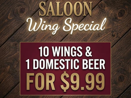 Wildcatter Saloon Midweek Special - Get 10 Wings and a Beer for $9.99 every Wednesday and Thursday.