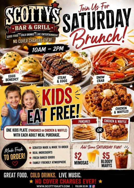 Saturday Brunch at Scotty’s Bar & Grill in Katy, TX