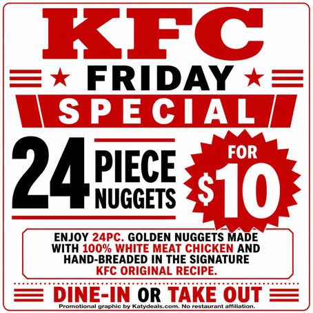 Friday Nugget Deal at KFC : 24 Piece Nuggets for Only $10!