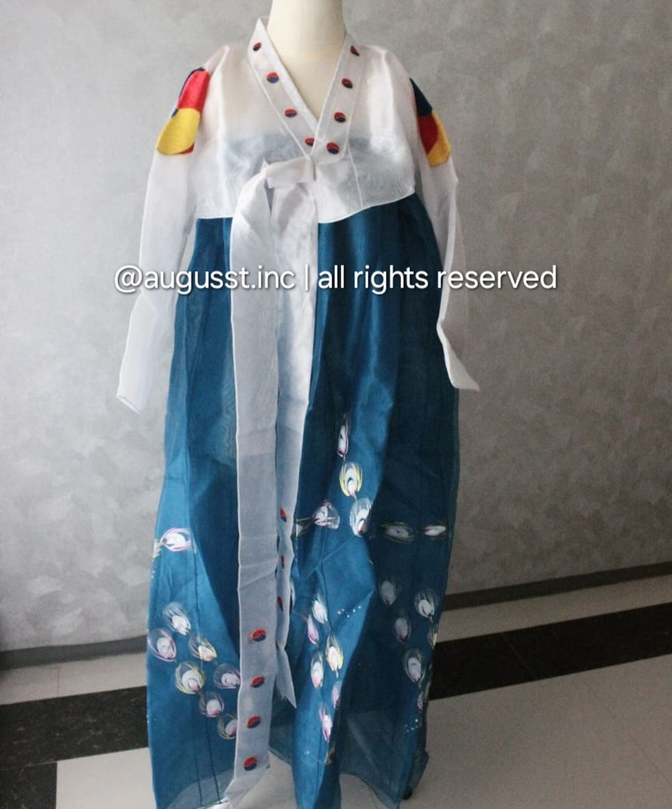 Thumbnail: Kostum Internasional - Hanbok Wanita White Blue 