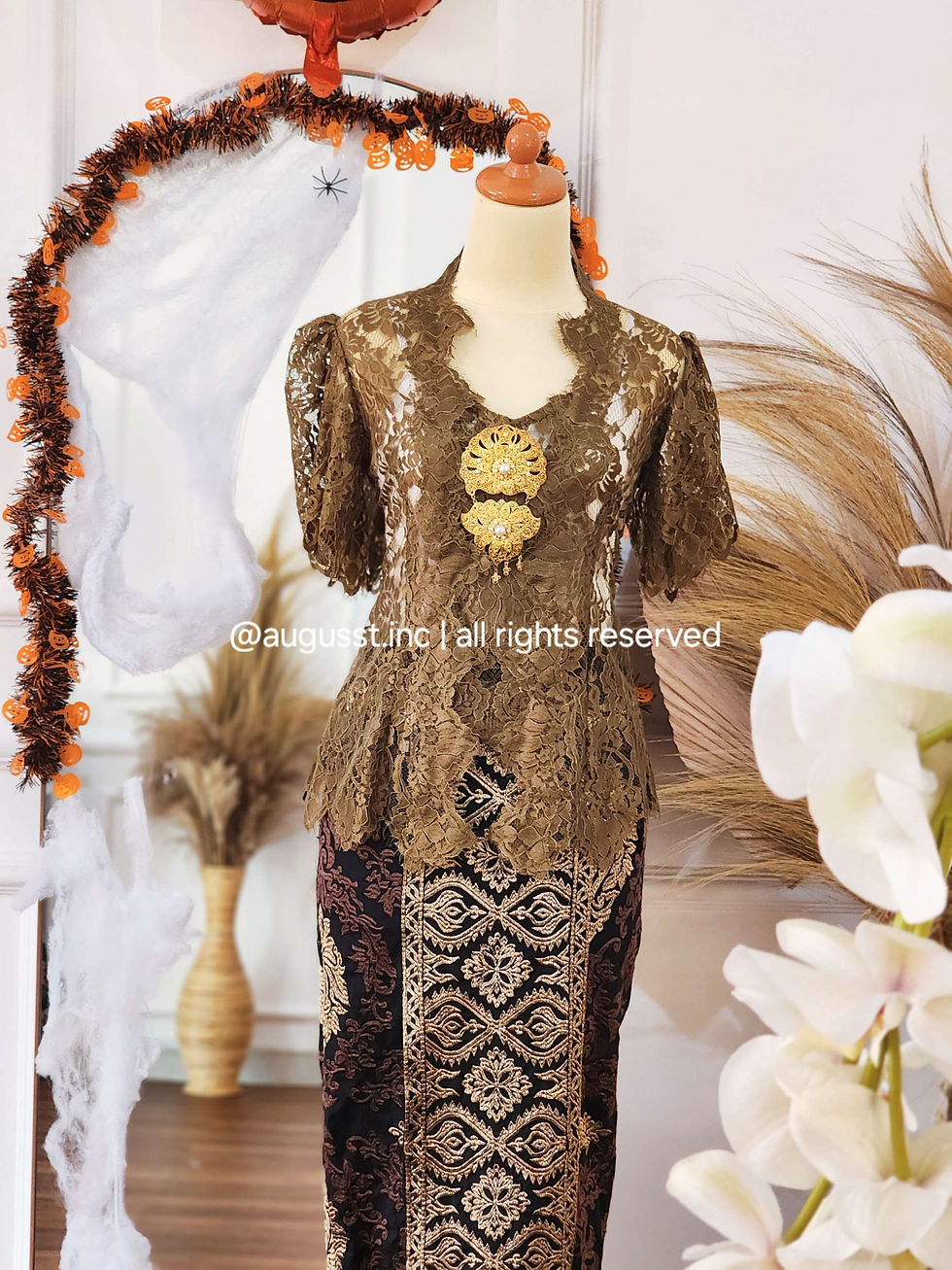 Kebaya Bali Standar - Brownish Army (set)