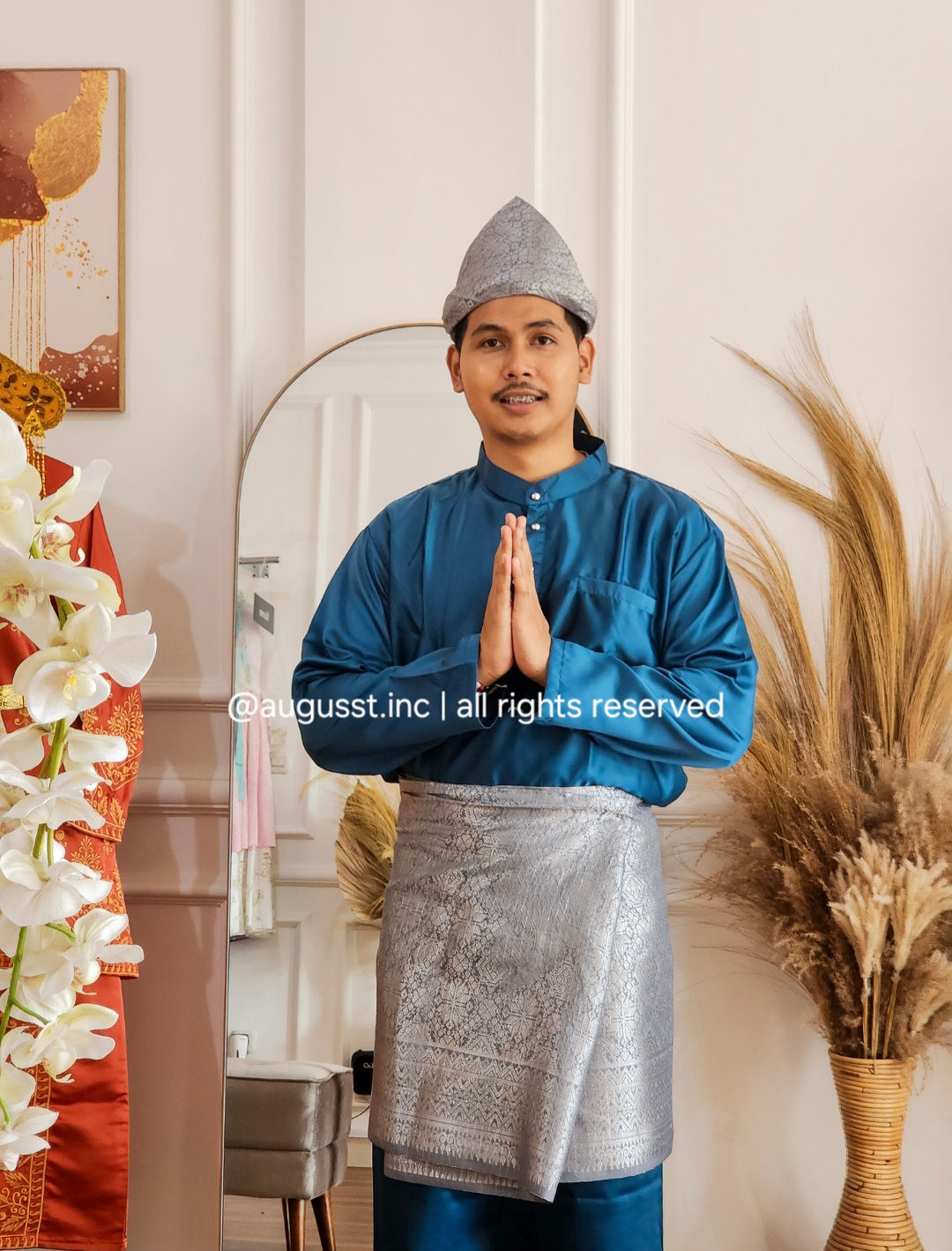 Baju Adat Premium - Melayu Riau Tosca Silver Jumbo