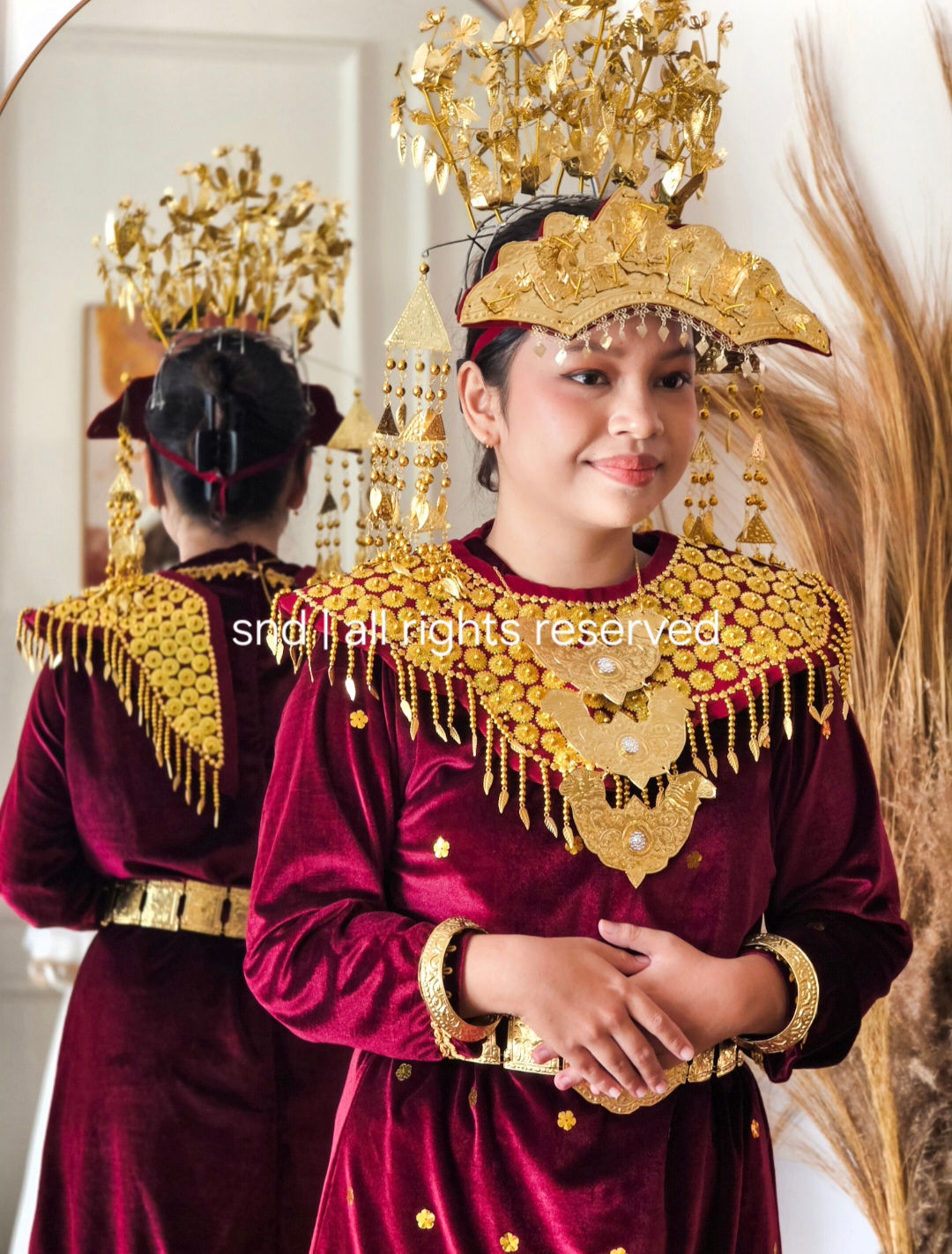 Baju Adat Premium - Palembang Sumatra Selatan Wanita Maroon (Set)